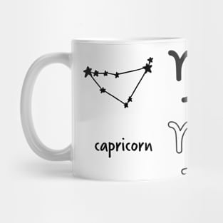 Capricorn Star Sign Symbol and Constellation Sticker Pack Mug